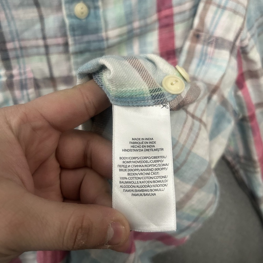 Polo Ralph Lauren Shirt Mens Large White‎ Pink Blue Plaid Classic Fit Pockets - Picture 6 of 11